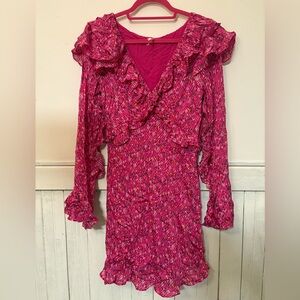 Free People Pink Ruffled Dress